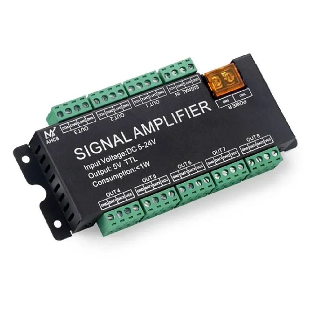 

AHC8 DC5V-24V 8CH TTL сигнал синхронизатор светодиодный усилитель 8 портов выход для Pixel Светодиодный Strip Control светильник