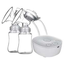 Hands-Free Double Electric Breast Pump with Low Noise and Anti-Backflow System - BPA-Free Comfort Milk Collector (WHITE)