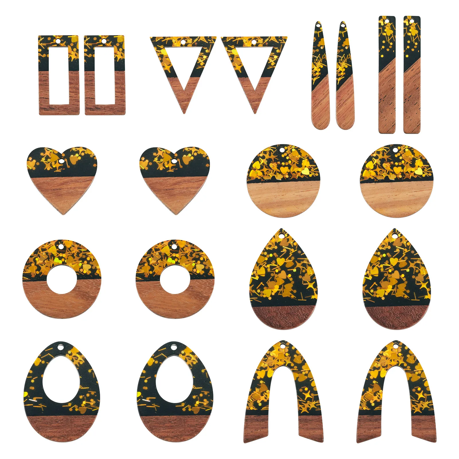 

1 Set Resin Wood Geometric Pendants Teardrop Heart Rectangle Round Charms for Diy Women Dangle Earrings Jewelry Accessories
