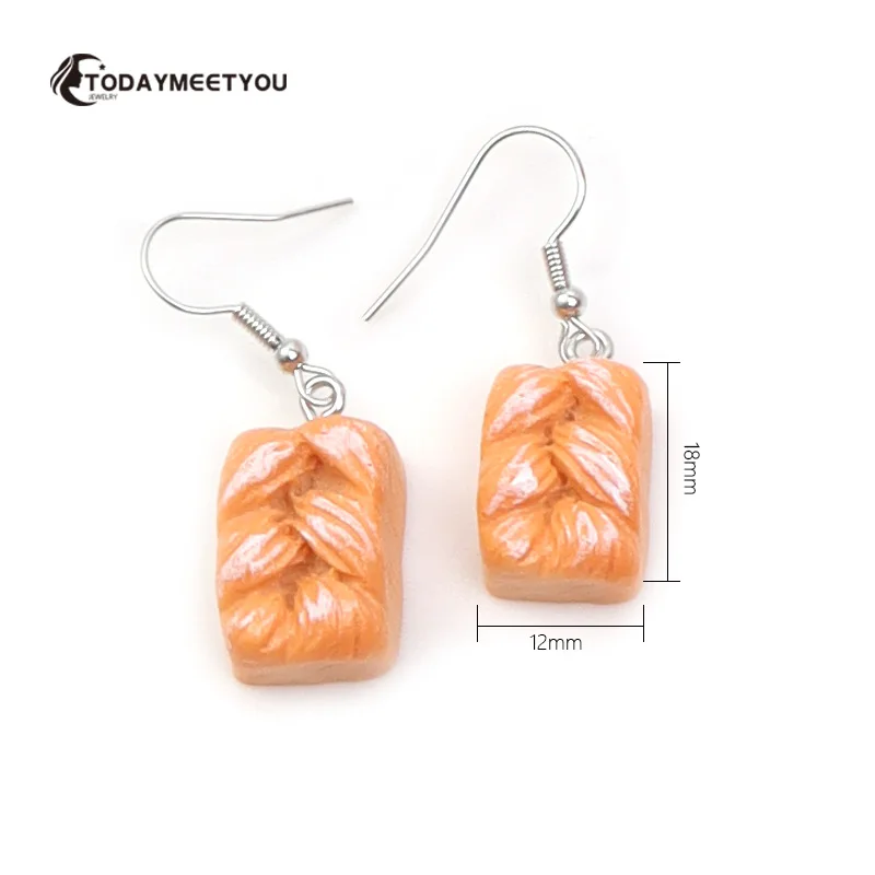 Drop Earrings Cake Earrings Women Resin Drop Made Cute Girls Eardrop Funny Bread Baguette Pie Cookies Gift Handmade Food Bronics