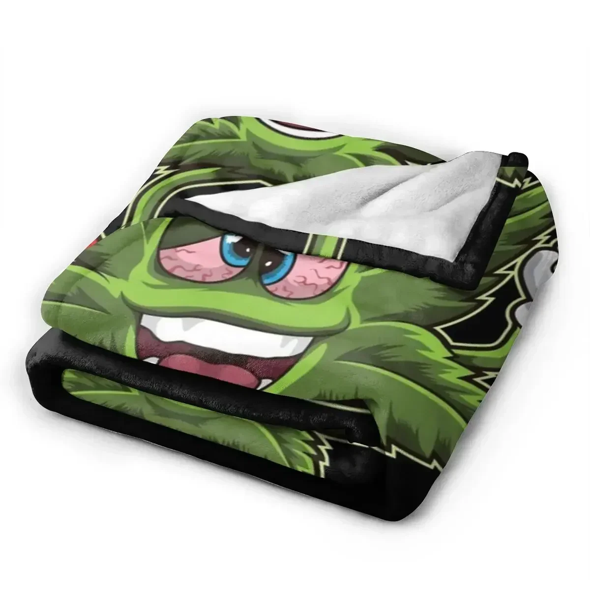 Stoned Leaf Weed Smoking Cartoon Blanket Soft Warm Flannel Throw Blanket Bedding for Bed Living room Travel Home Couch 5