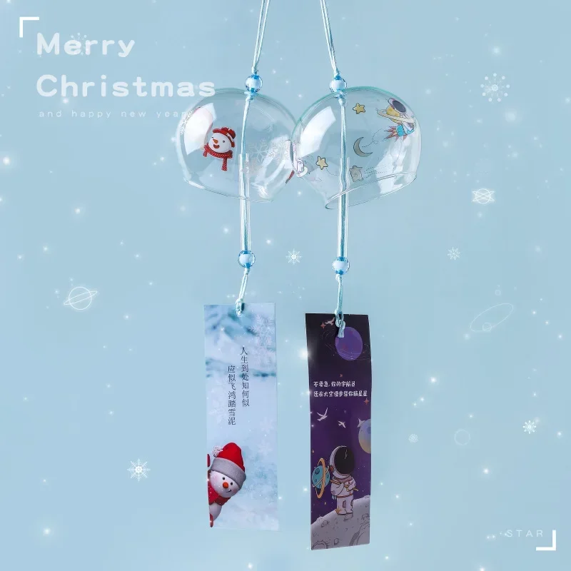 1pcs Japanese Lovely Wind Chime Home Door Creative Gift Student Bell Handmade Glass Furin Home Kitchen Decor Cherry Blossom