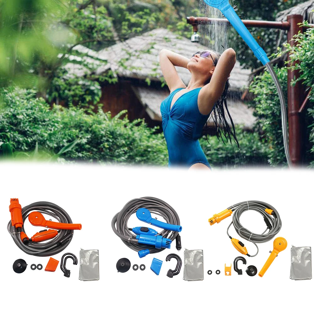 

Camping Shower 12V Electric Outdoor Shower Water Bag Kit For Travel Car Washing Hiking Flowering Plants Watering Electric Washer