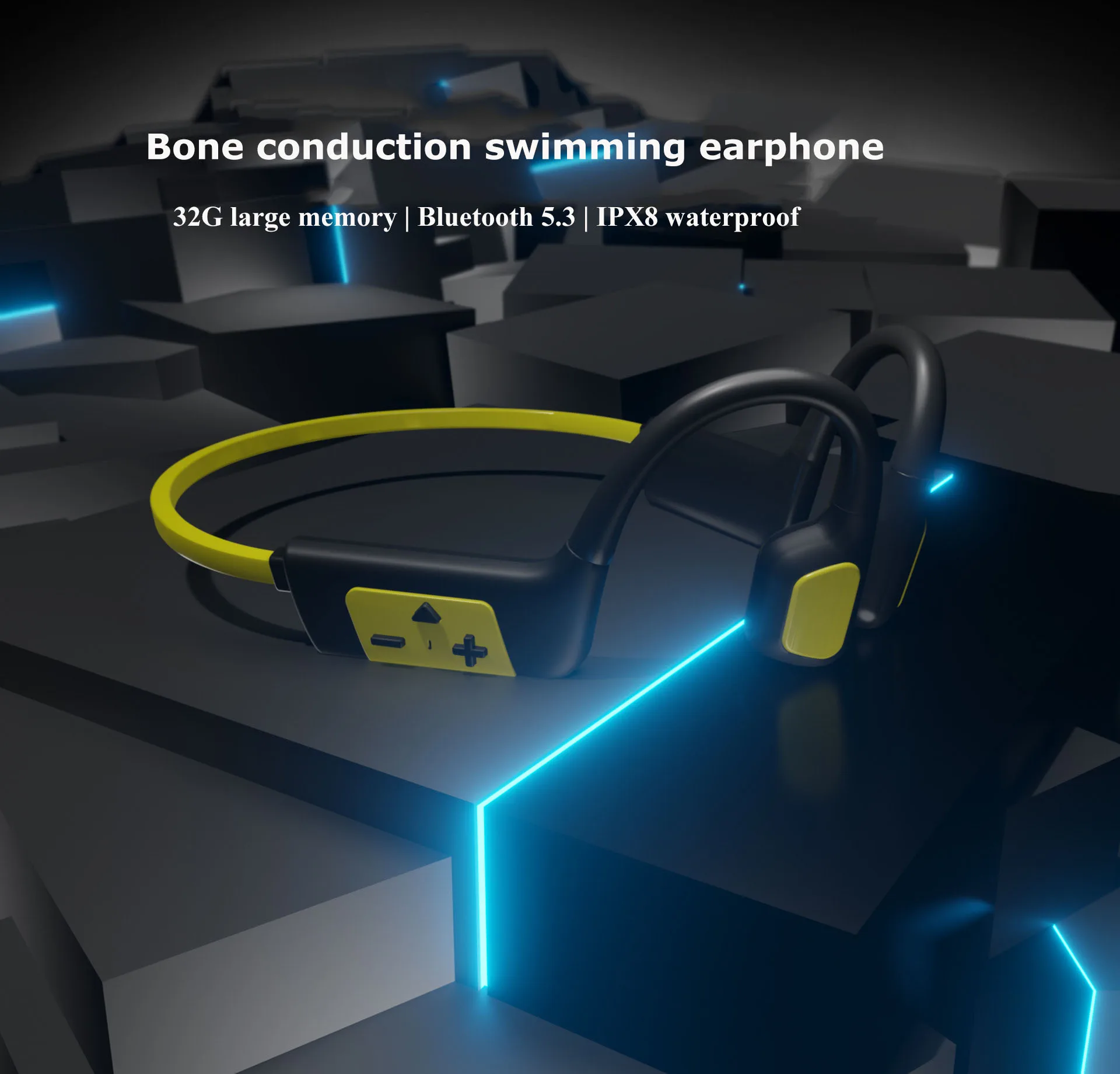 Swimming Bone Conduction Headphones IPX8 Waterproof Bluetooth 5.3 Bone Conduction Earphone with Microphone 32GB Music Player