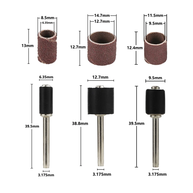 Sanding Drum Set, Including 1/4 3/8 1/2 Inch Drum Sander Sanding Sleeves  Mandrels, for Dremel Rotary Tool Abrasive Sanding Disc - AliExpress