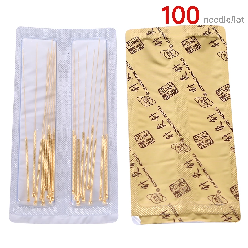 100pcs/lot All Goldplated Surface Stell Acupuncture Needle Low Allergy