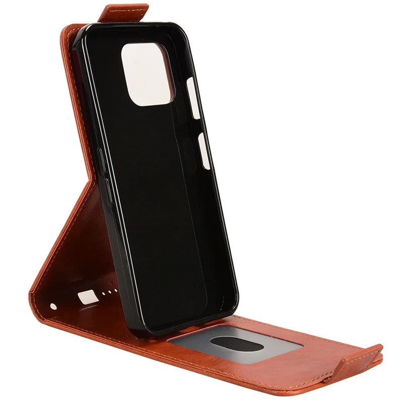Anti-Fall Flip Vertical Case - Retro Skin-Friendly Full Cover with Card Holder