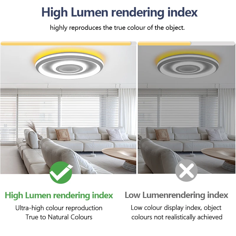 TUYA RGB Ceiling Light with Speaker APP Remote Control Stepless Dimming Large Size Backlight Design Smart Lamp for Living Room