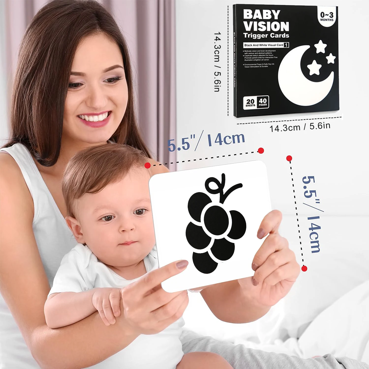 Baby Visual Stimulation Cards Montessori High Contrast Flash Card Infant Visual Early Education Learning Toys For Newborn Gifts 6