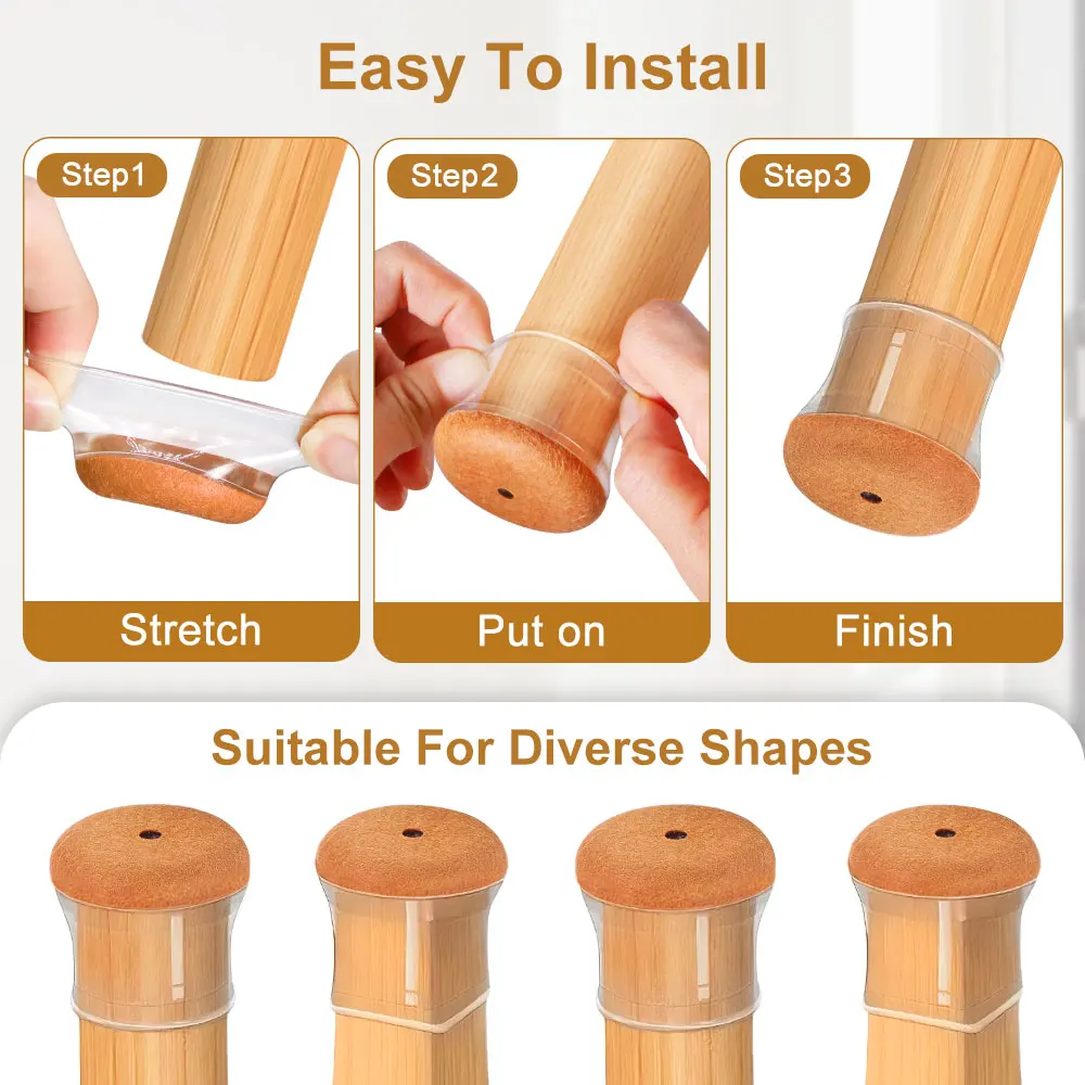 Silicone Chair Leg Protectors with Felt Pads - Anti-Scratch & Noise Reducing Furniture Feet Covers for Hardwood Floors, Set of 16