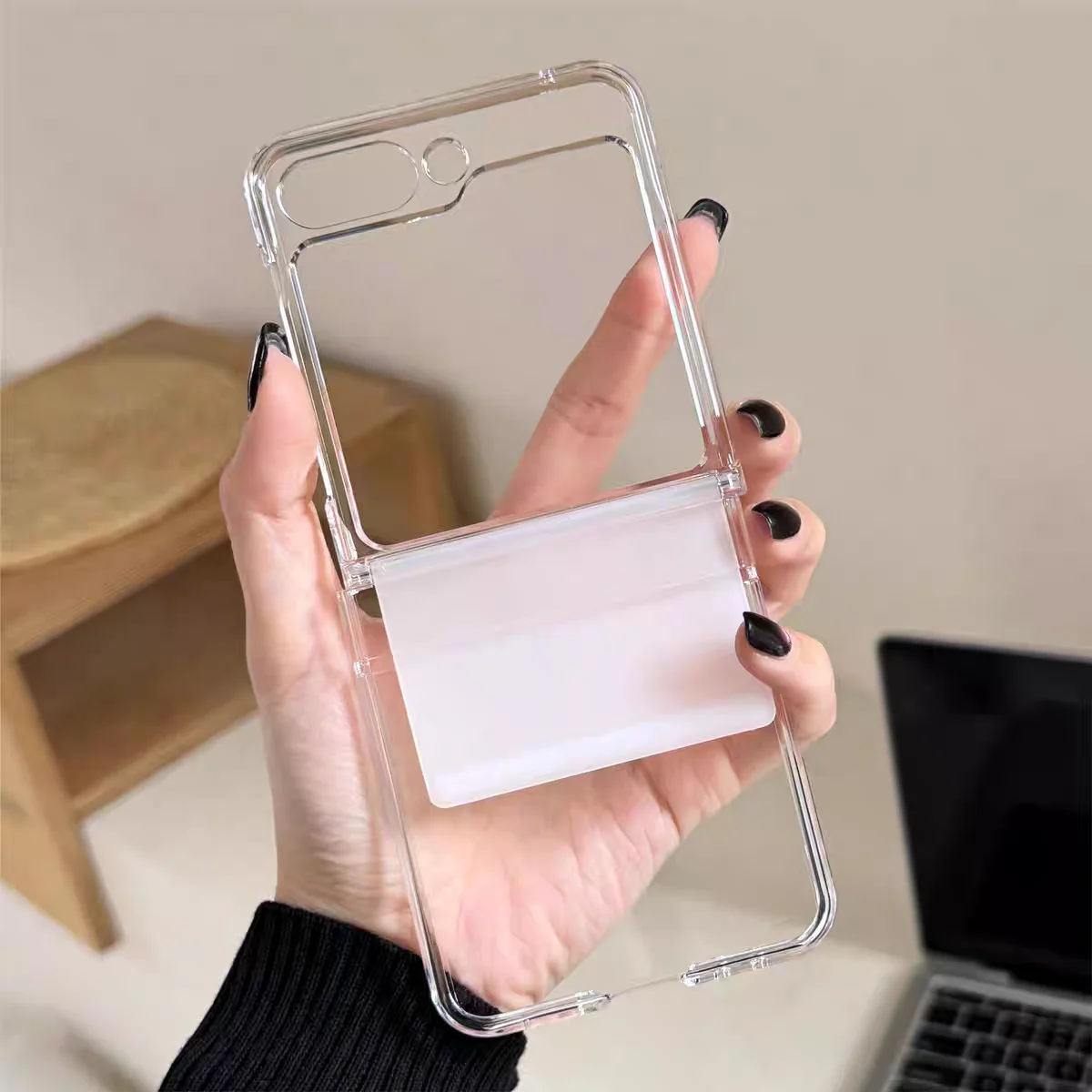 Fashion Soft Elastic Strap Shockproof Phone Case - Solid Color Hinge Protection Cover