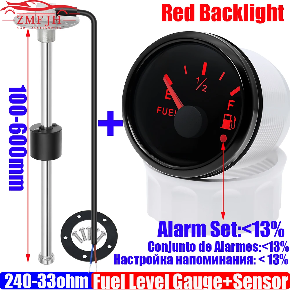 

Датчик уровня топлива 240-33 Ом + датчик уровня топлива с поплавком, 2 дюйма, 52 мм, измеритель уровня жидкости для масла, индикатор со звуковой системой, автомобильная лодка 12 в 24 В