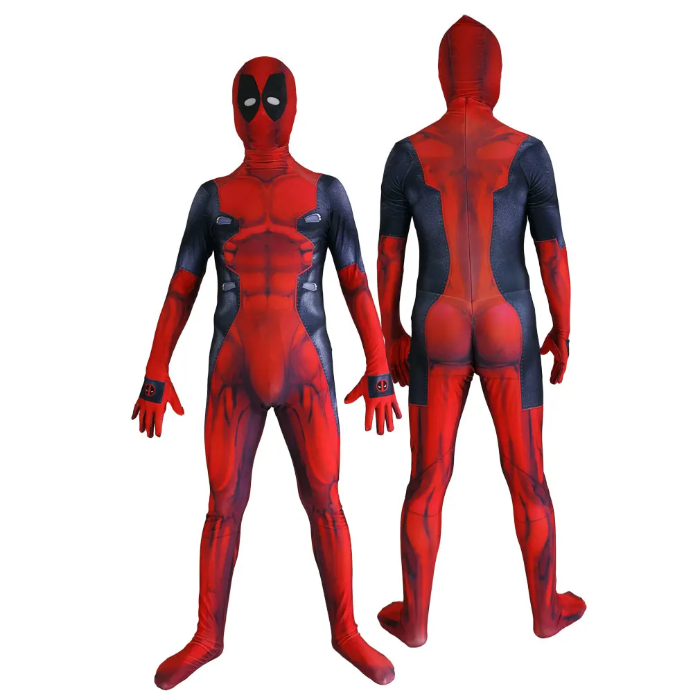 Halloween Adulti Bambini Deadpool Costume Cosplay Supereroe Zentai Suit Uomo Ragazzi Tuta Intera Maschile