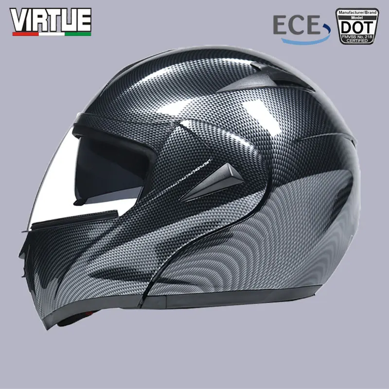 

VIRTUE New Flip Up Racing helmet Modular Dual lens Motorcycle Helmet full face Safe helmets Casco capacete casque moto S M L XL