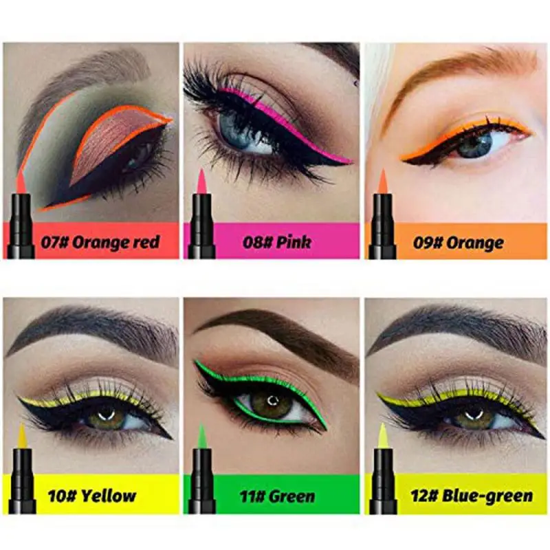 

Colors Liquid Eyeliner Pen Liquid Colorful Eye Liner Pen Matte Neon Eyeliner Waterproof Black Felt-Tip Eye Liner Pencil