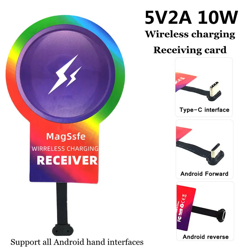 

Magnetic Qi Fast Wireless Charging Receiver 5V 2A 10W Android Type-C Interface For Xiaomi Samsung Oneplu Wireless Charging Coil