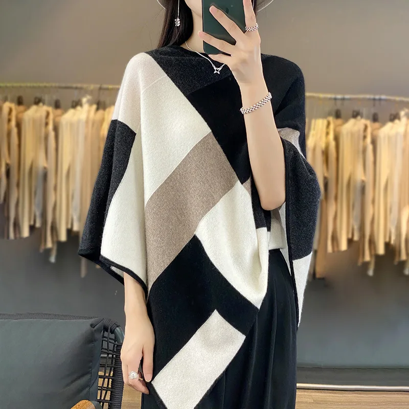 spring-and-autumn-new-women's-inlaid-color-shawl-long-100-wool-sweater-to-wear-warm-women's-wool-shawl