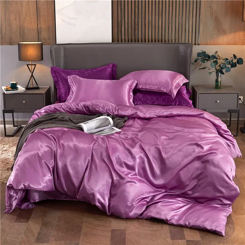 Premium Rayon Satin Duvet Cover – Luxurious Smooth Solid Quilt Cover