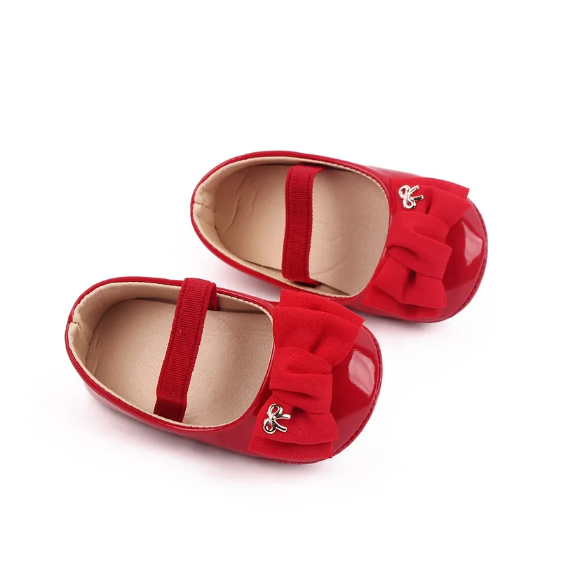 Newborn Baby Girls Shoes Infant PU Leather Big Bow Princess First Walkers Soft Soled Non-slip Footwear Wedding Party Baby Shoes 2