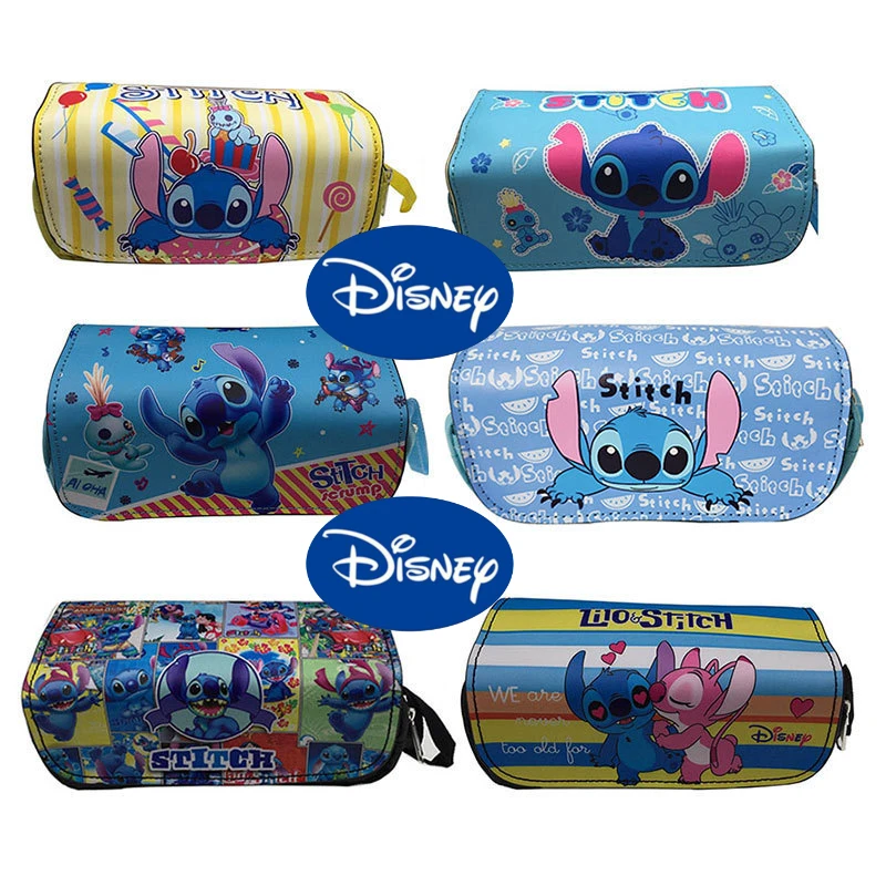 

Disney Stitch Anime Pencil Case Cartoon Large Capacity Double Layers Zipper Pen Bag School Supplies Stationery Gifts for Kids