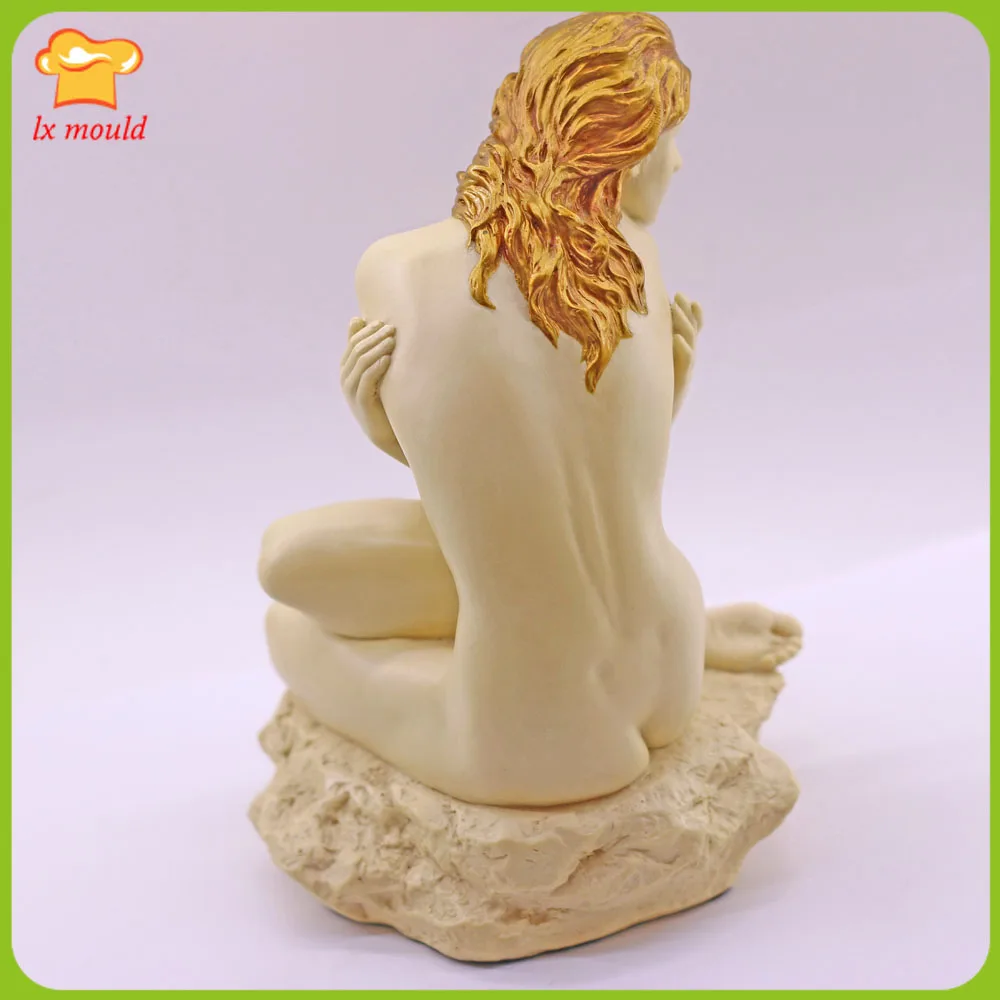 3D 돌 소녀 실리콘 캔들 몰드 레진 DIY 공예 수제 점토 몸 캔들 제작 몰드