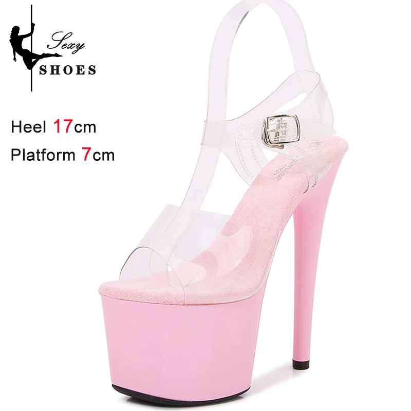New Designer Sexy Sandals PVC Transparent Upper Super High Heels 17CM Stiletto Waterproof Platform Women Sandals Wedding Shoes