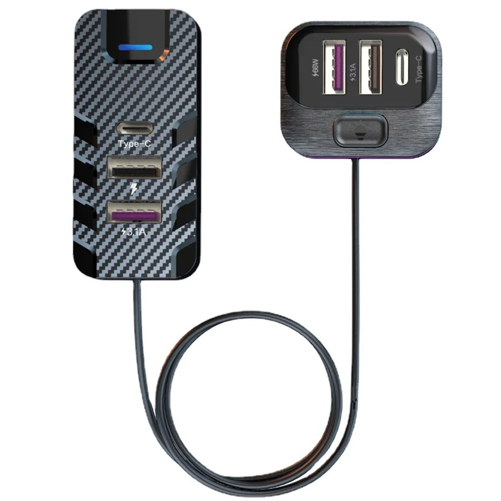 66W USB-C PD 6포트 차량용 충전기, QC3.0 지원, 휴대폰, 태블릿, 블랙박스 동시 고속 충전 가능