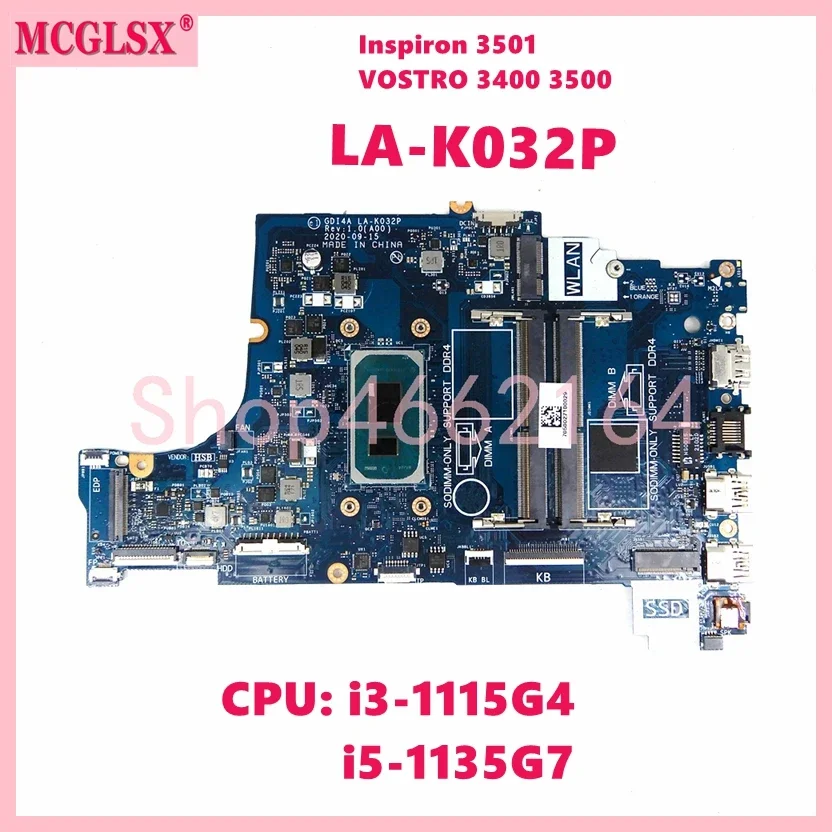 LA-K032P Dell Vostro 3400 3500 Inspiron 3501 노트북 메인보..