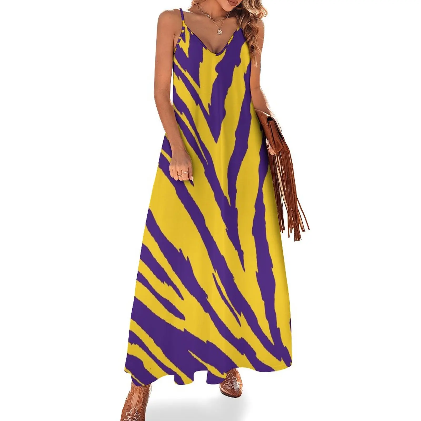 

Purple and Gold Tailgate Swag - Claw Marks Sleeveless Dress women's fashion dresses Woman clothes dress