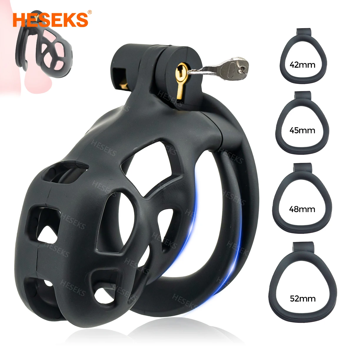 Penis Chastity Cage Chastity Lock Sex Toy Chastity Cage Accessory Penis Cock Ring HESEKS 3D Print Male Chastity Cage Set Anti Off Lock For Men
