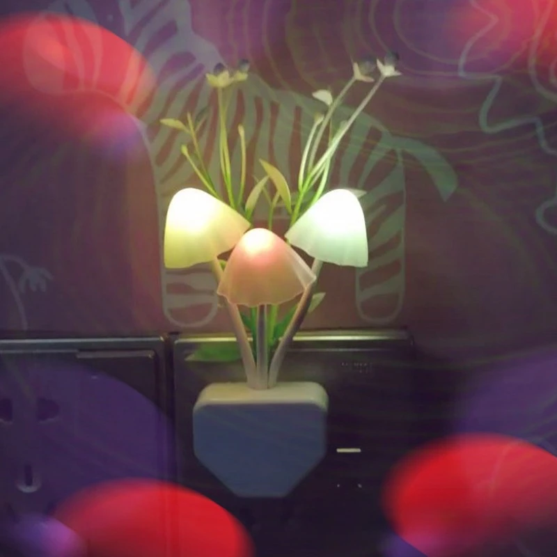 

Wall Light-control colorful night light lotus leaf aquatic grass mushroom creative bedroom Lamp 3d lights Decoration