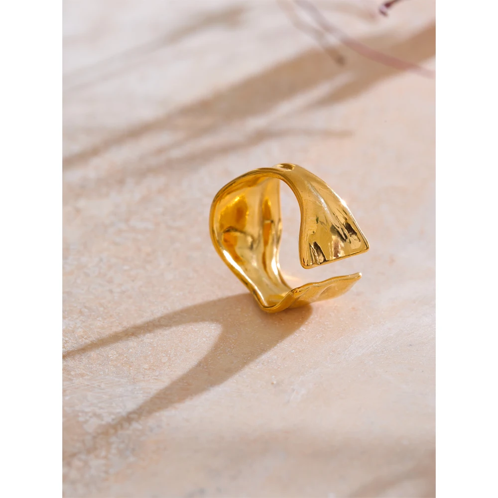 Yhpup Metal Stainless Steel Geometric Adjustable Ring for Women