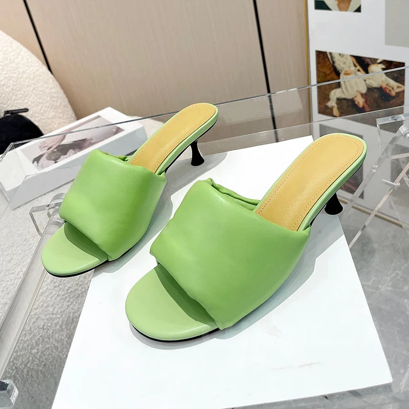 

Women Slippers Summer 2024 Walk Show New Style Solid Colors Upper Peep Toe Ladies Shoes Concise Versatile Slippers