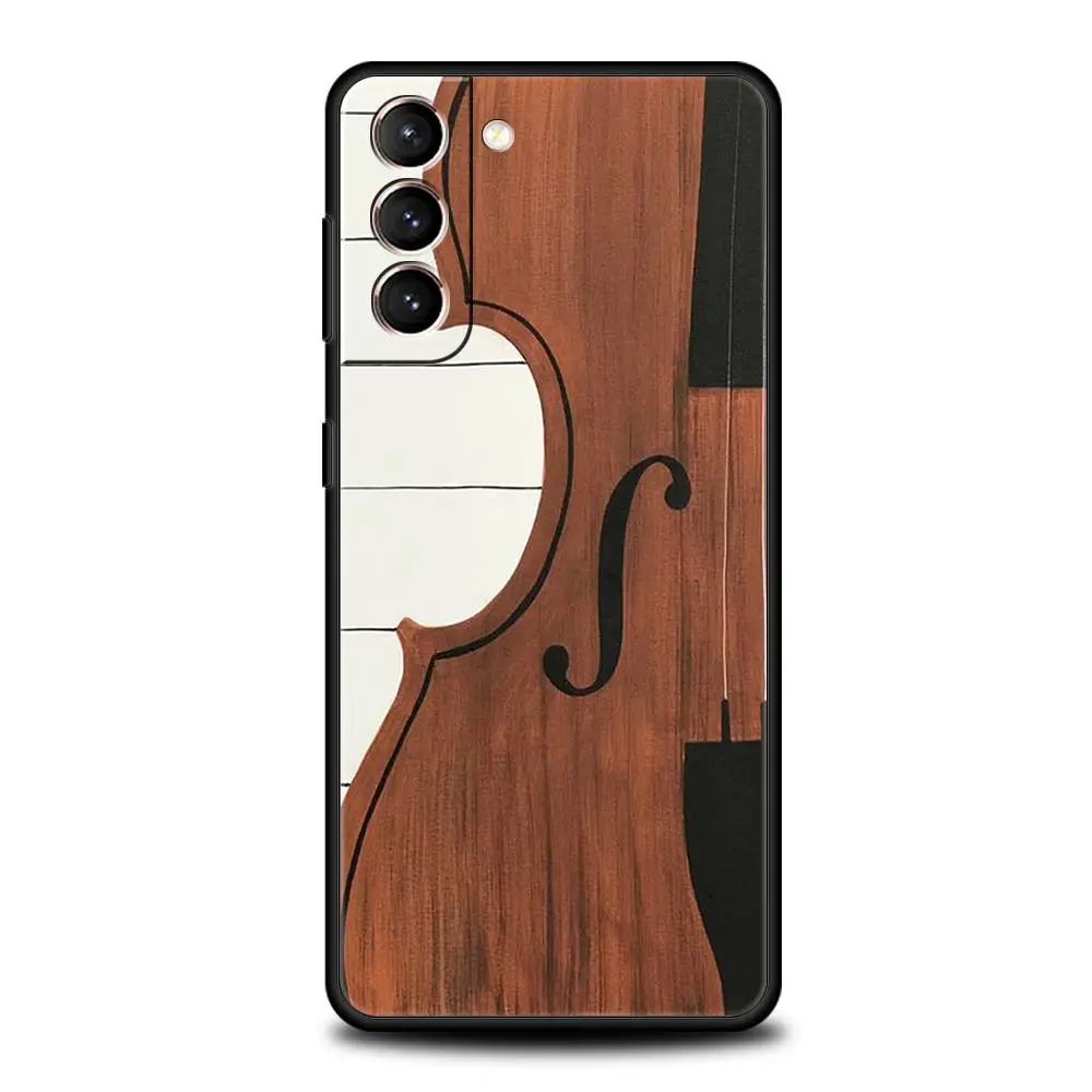 Black Music Instrument Design Phone Case - Guitar & Piano Theme
