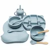 11pcs Children's Tableware Set Baby Silicone Bowl Set Baby Complementary Bowl Food Grade Silicone Fork Spoon Bowl 6