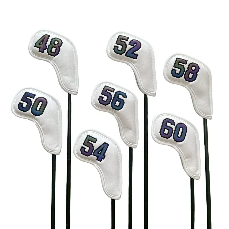 For Sand Wedges Headcovers Golf Iron Club Head Cover Big Number Long Neck Black/White Pu Leather 48 50 52 54 56 58 60 Degree 5