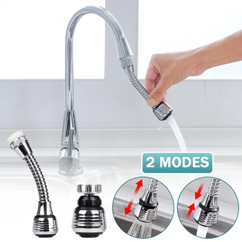 1PC 360 ° Swivel Faucet Extender Water Tap Aerator Nozzle Bubbler 2 Modes Water Saving Sprayer Filter ABS Kitchen Accessories 1