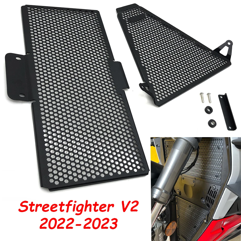 

Motorcycle Radiator Guard Protector Grille Grill Cover Water Tank Protection For Ducati Streetfighter V2 2022-2023