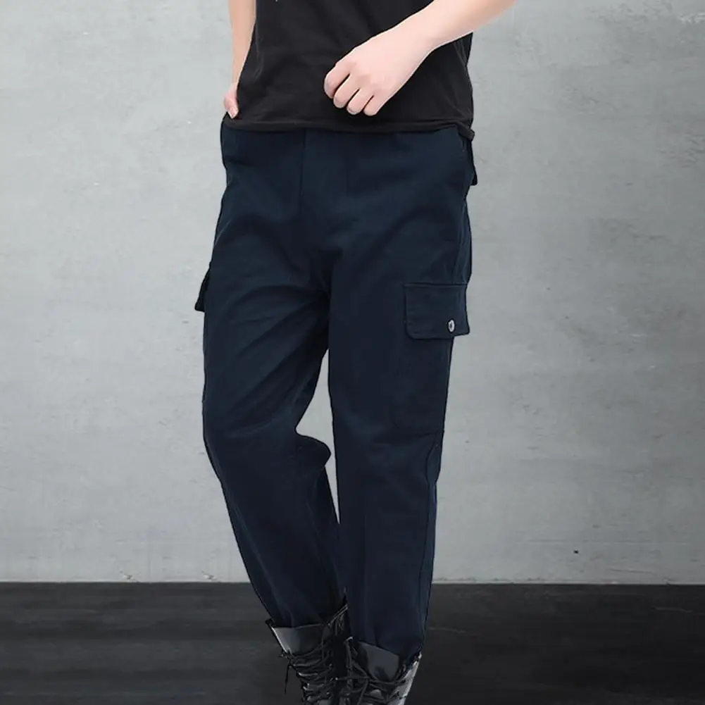 Men Pants Ankle-banded Men Pants Soft Breathable Men's Cargo Pants with Multi Pockets Wear-resistant Loose Fit Work for Casual