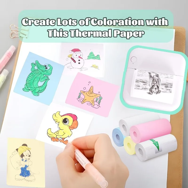 Thermal Paper for Pocket Thermal Printer Thermal Sticker Colored White Paper Stickers Gift for Halloween Christmas Sticky Notes