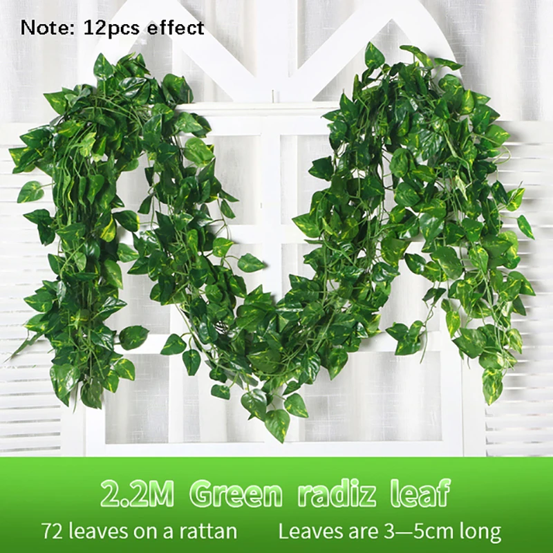 1/2/3/4/6/12Pcs 2.2 Meters Fake Ivy/Vines Leaves Artificial Ivy