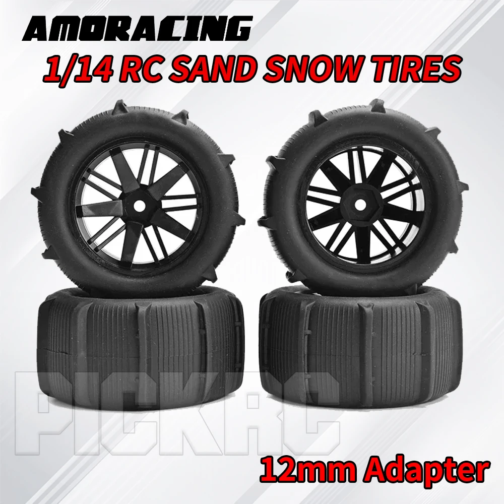 RC Car Tires Sand Snow Tire Wheels 12MM Adapter For 1/14 1/18 RC Electric Model Car Buggy Short Haul Truck Upgrade Accessories