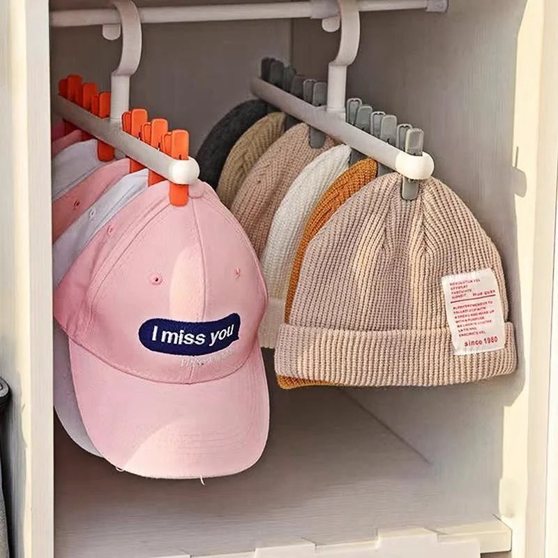 

6 Clips Hats Socks Organizer Rack Hanging Peaked Cap Scarf Storage Rack Hanger Multi-functional Closet Wardrobe Storage Holder