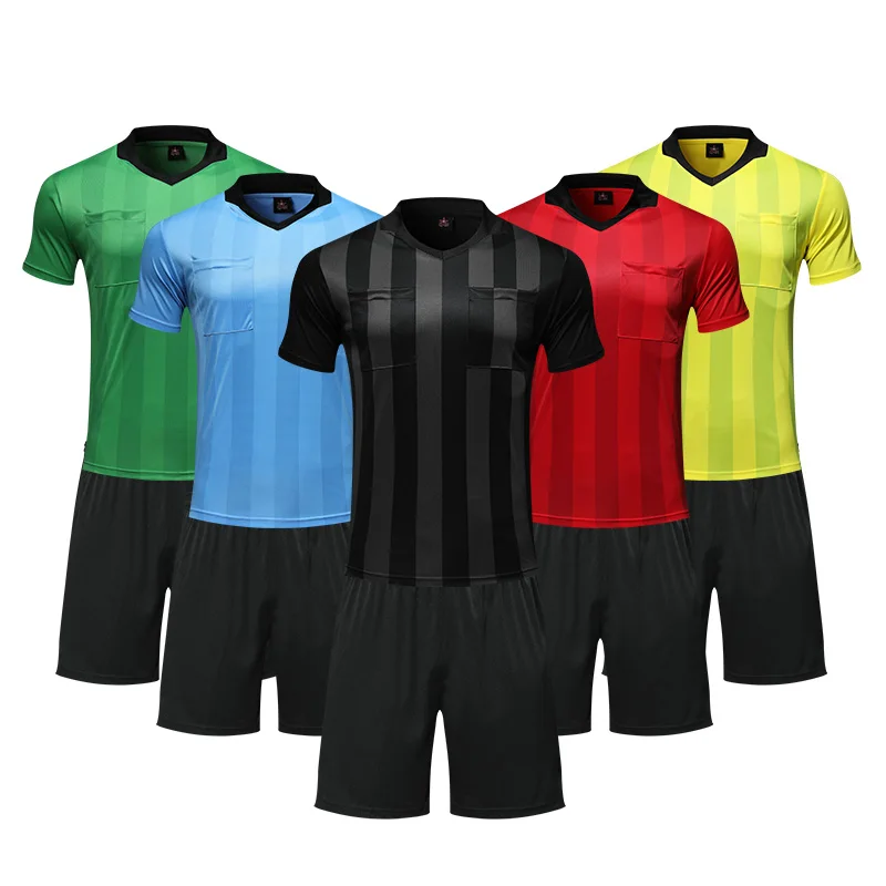 Mens Football Referee Uniform Shirt Sets Multiple Color Optional Judge Breathable Soccer Referee Jersey football uniforms