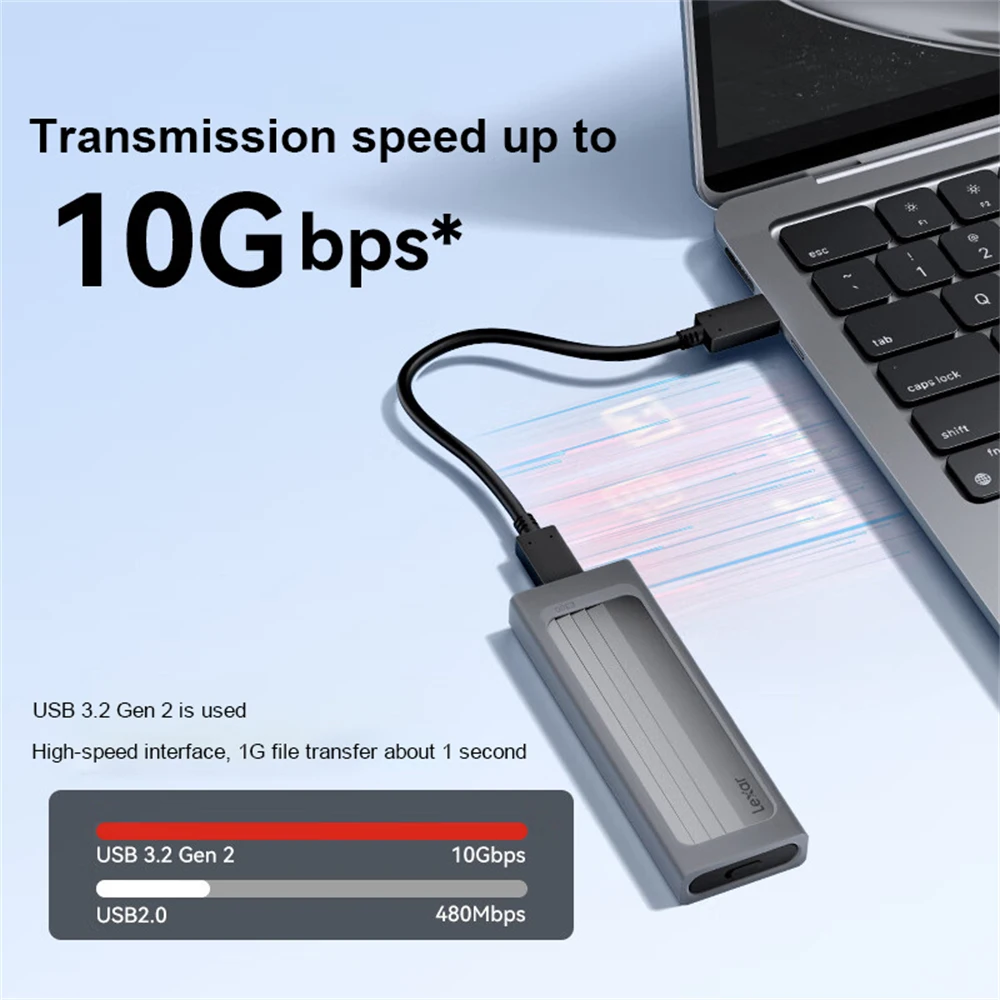 SSD Enclosure Original Lexar E300 M.2 For 2230 / 2242 / 2260 2280 NVMe USB 3.2 Gen 2 Type C Mobile External Hard Disk Case
