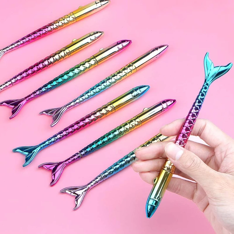 30 Pcs 다채로운 인어 볼펜, 물고기 꼬리 펜, 해양 동물 볼펜, 학교 사무용품, 파티 호의