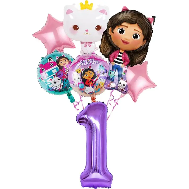 Gabby Dollhouse Cats Birthday Party Decoration Tableware Set Balloons Cups Plates Napkins Backdrop Banner Kids Party Supplies – Detail 25