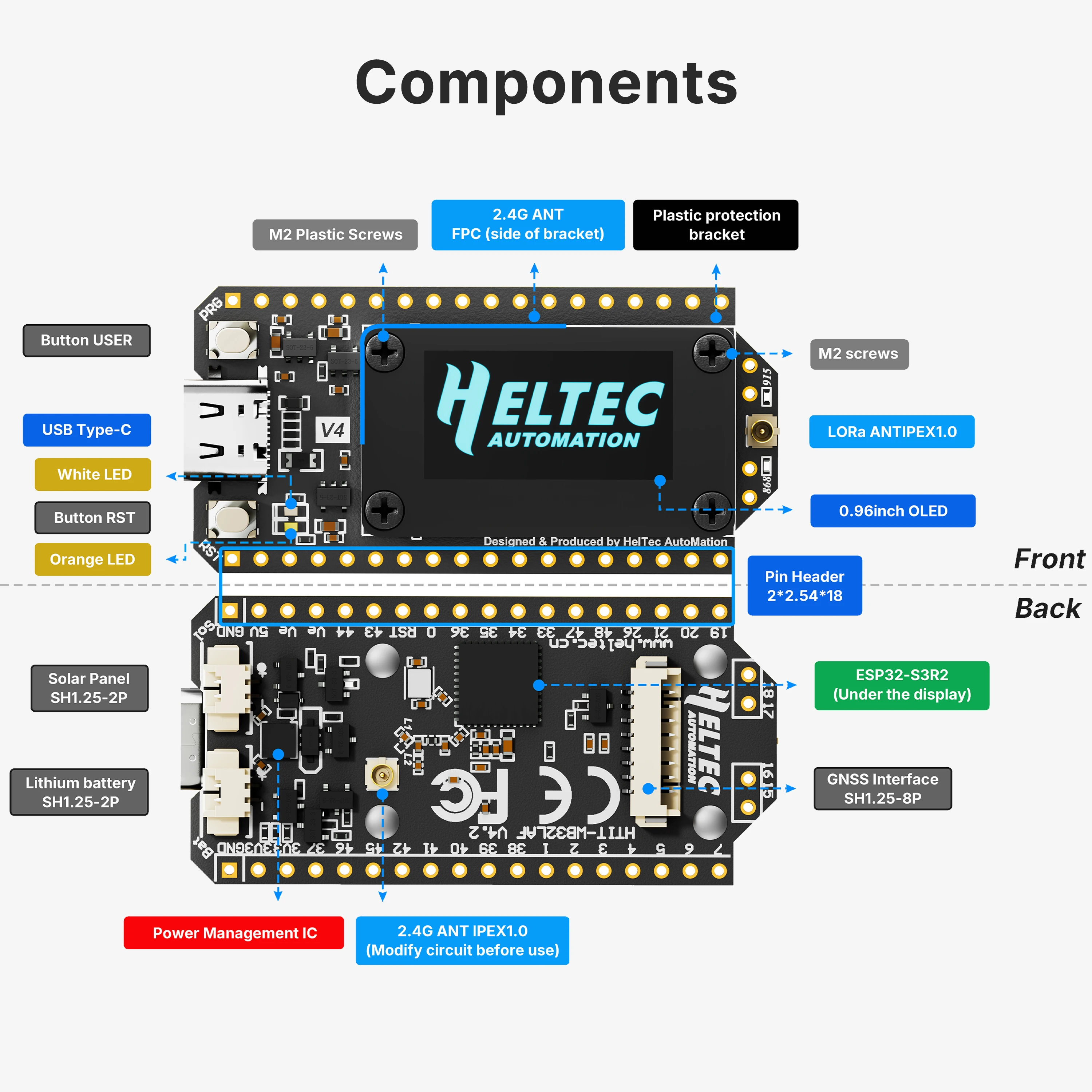 Meshtastic Heltec LoRa 32 V4 ESP32 SX1262 Dev-Board Low Power 0.96