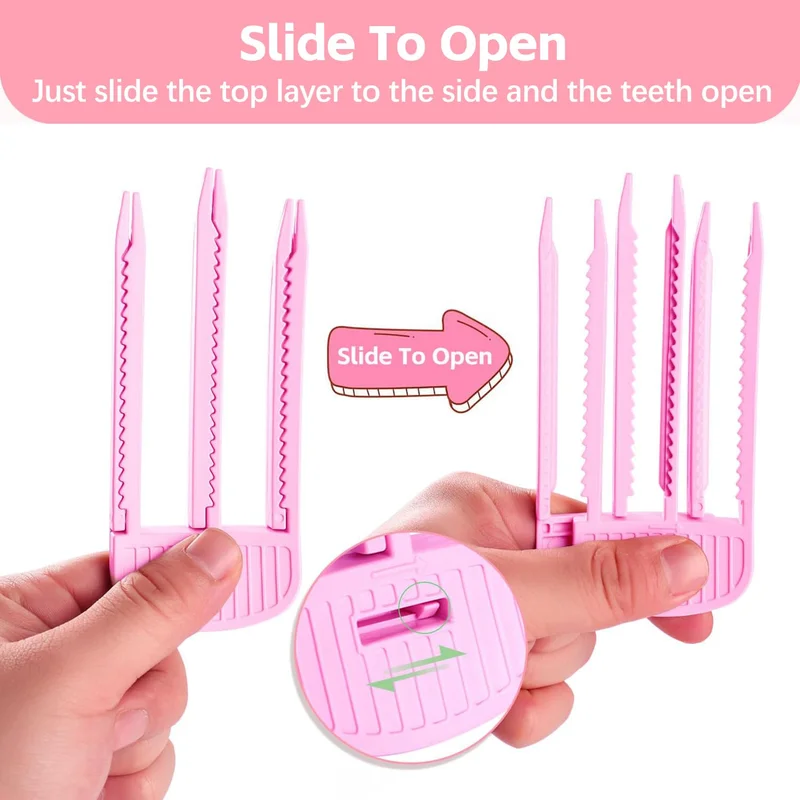 2 Stück Volumen-Clips Für Pony & Kronen-Volumen – Mit 3 & 6 Zähnen, Aus Kunststoff, Rosa