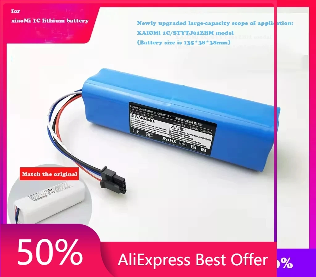 

14.4V Battery 5600mAh Robot Vacuum Cleaner 1C Battery For Xiaomi Mijia 1C STYTJ01ZHM Robot Vacuum Mop Cleaner